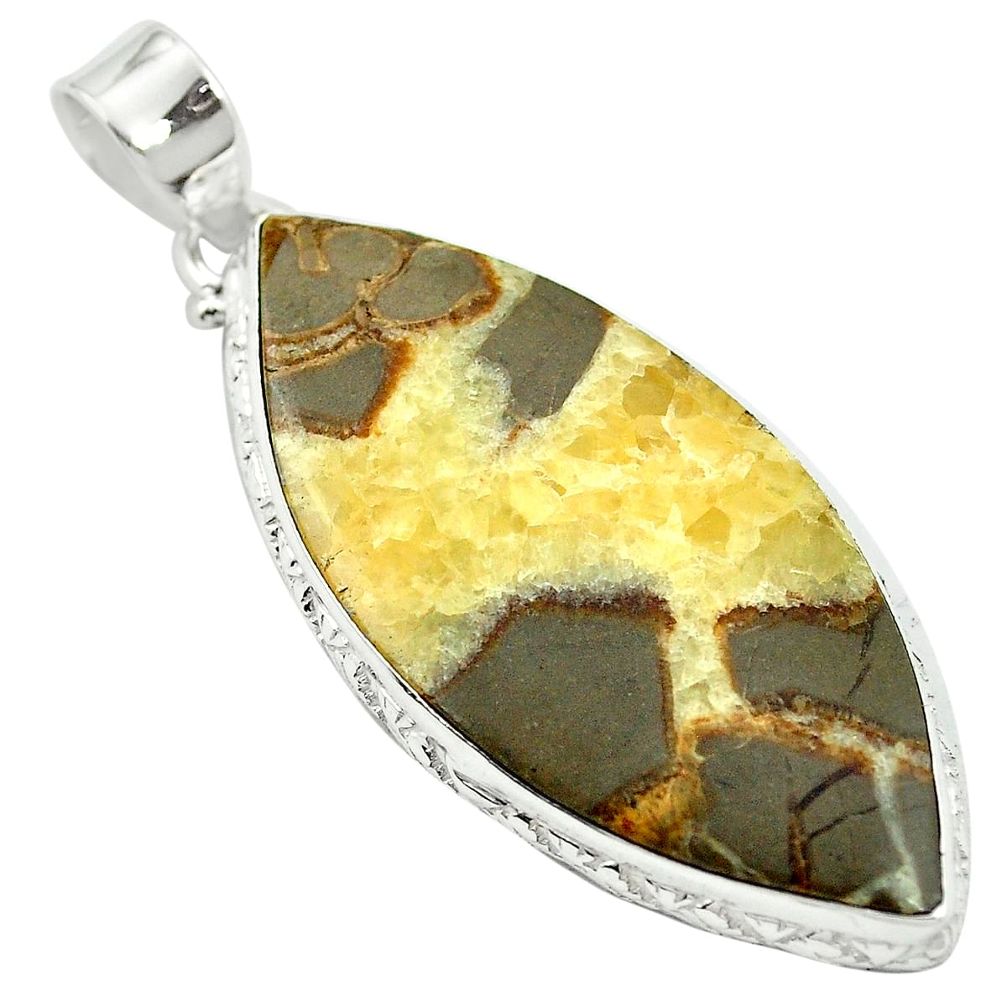 Natural brown septarian gonads 925 sterling silver pendant m48462