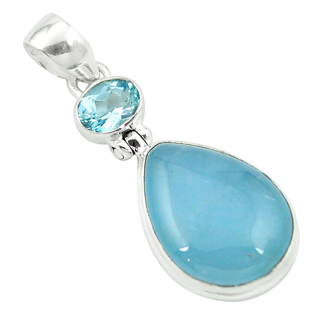 925 sterling silver natural blue aquamarine topaz pendant jewelry m48865