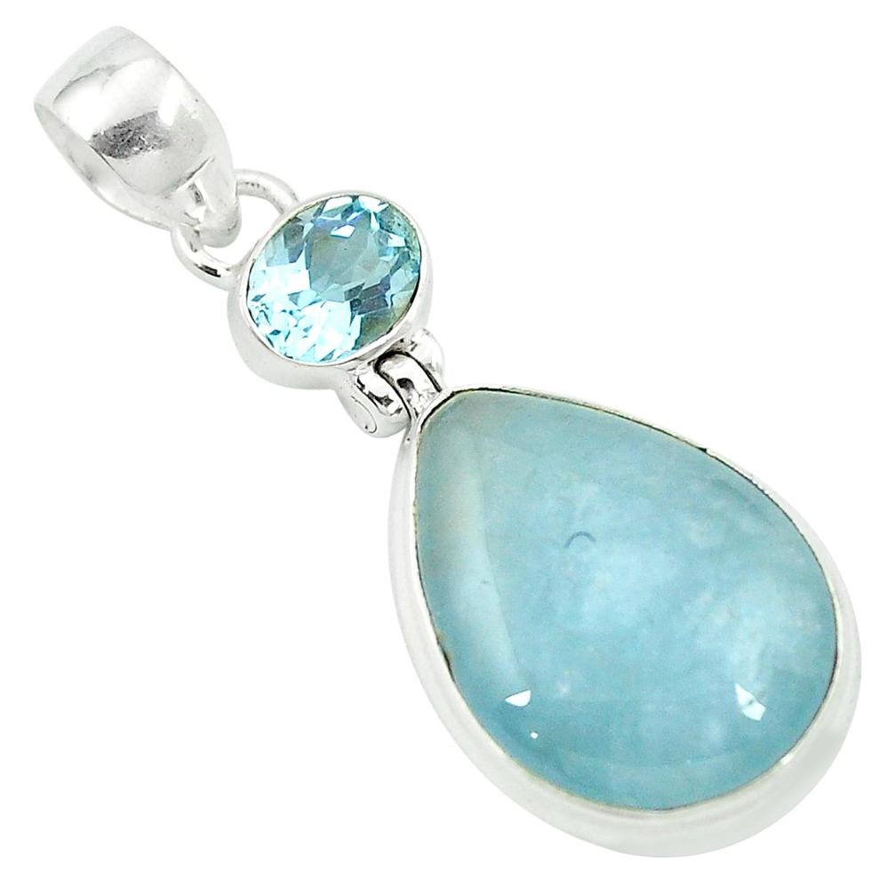925 sterling silver natural blue aquamarine topaz pendant jewelry m48876