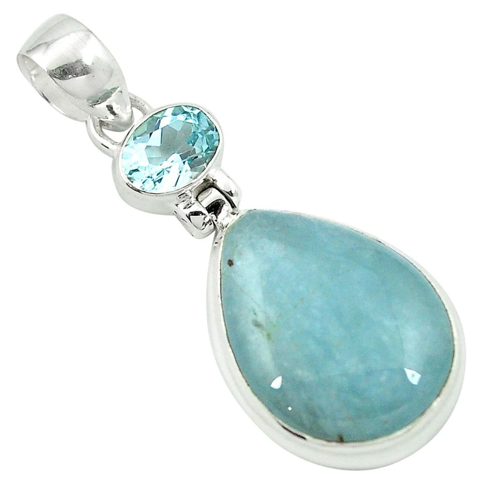 925 sterling silver natural blue aquamarine topaz pendant jewelry m48880