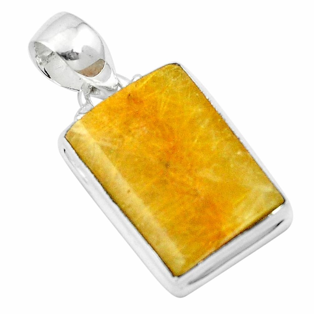 Natural golden tourmaline rutile 925 sterling silver pendant m49025