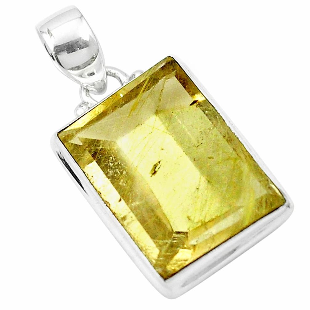 Natural golden tourmaline rutile 925 sterling silver pendant m49027