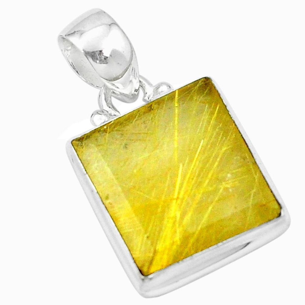 Natural golden tourmaline rutile 925 sterling silver pendant jewelry m49031