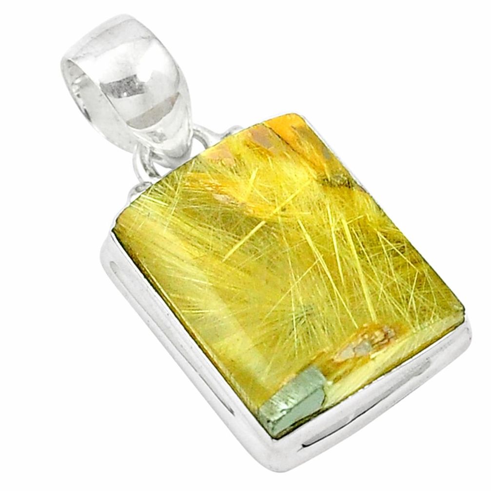 925 sterling silver natural golden tourmaline rutile pendant jewelry m49037