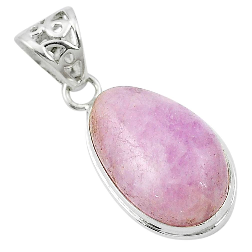 Natural pink kunzite 925 sterling silver pendant jewelry m49041