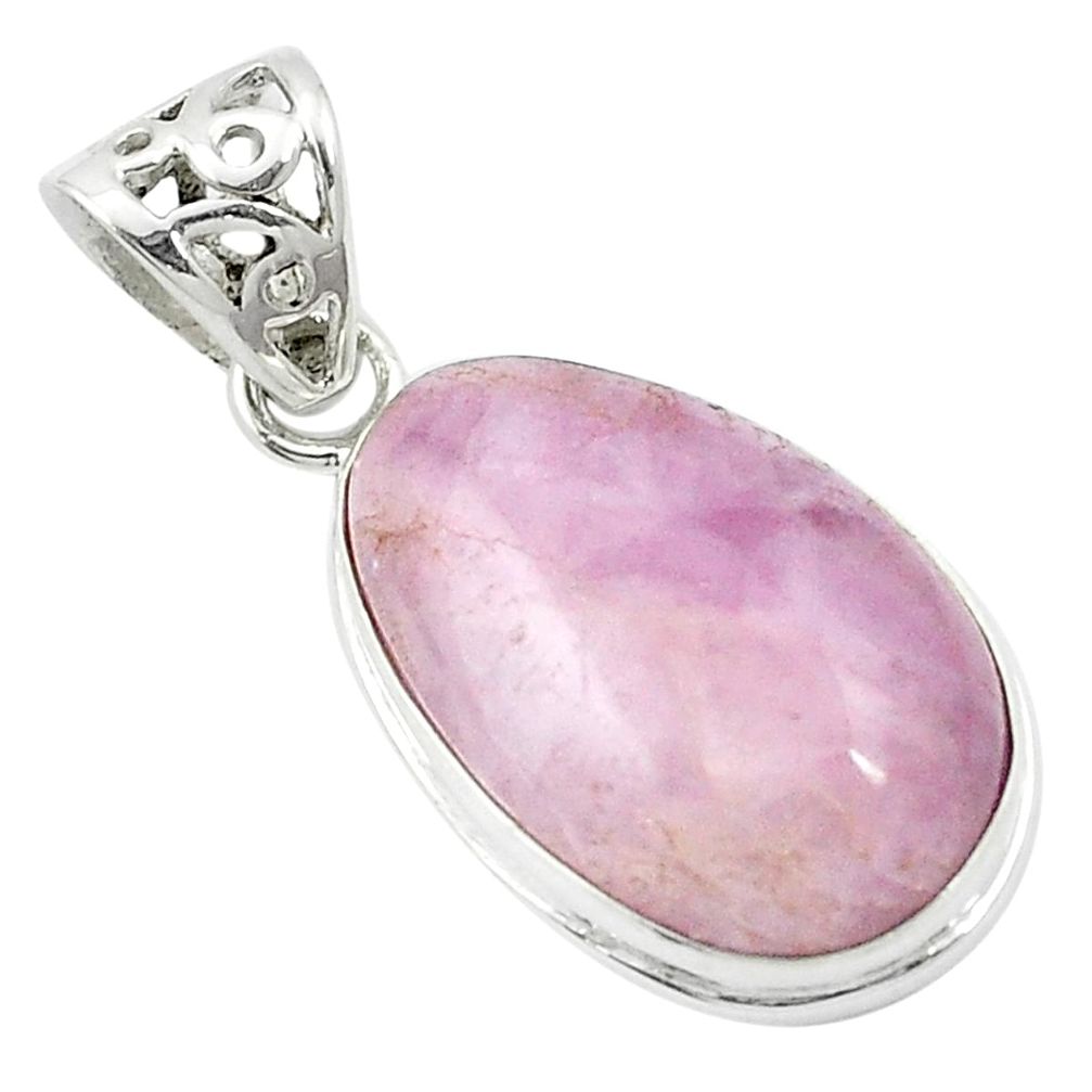Natural pink kunzite 925 sterling silver pendant jewelry m49043