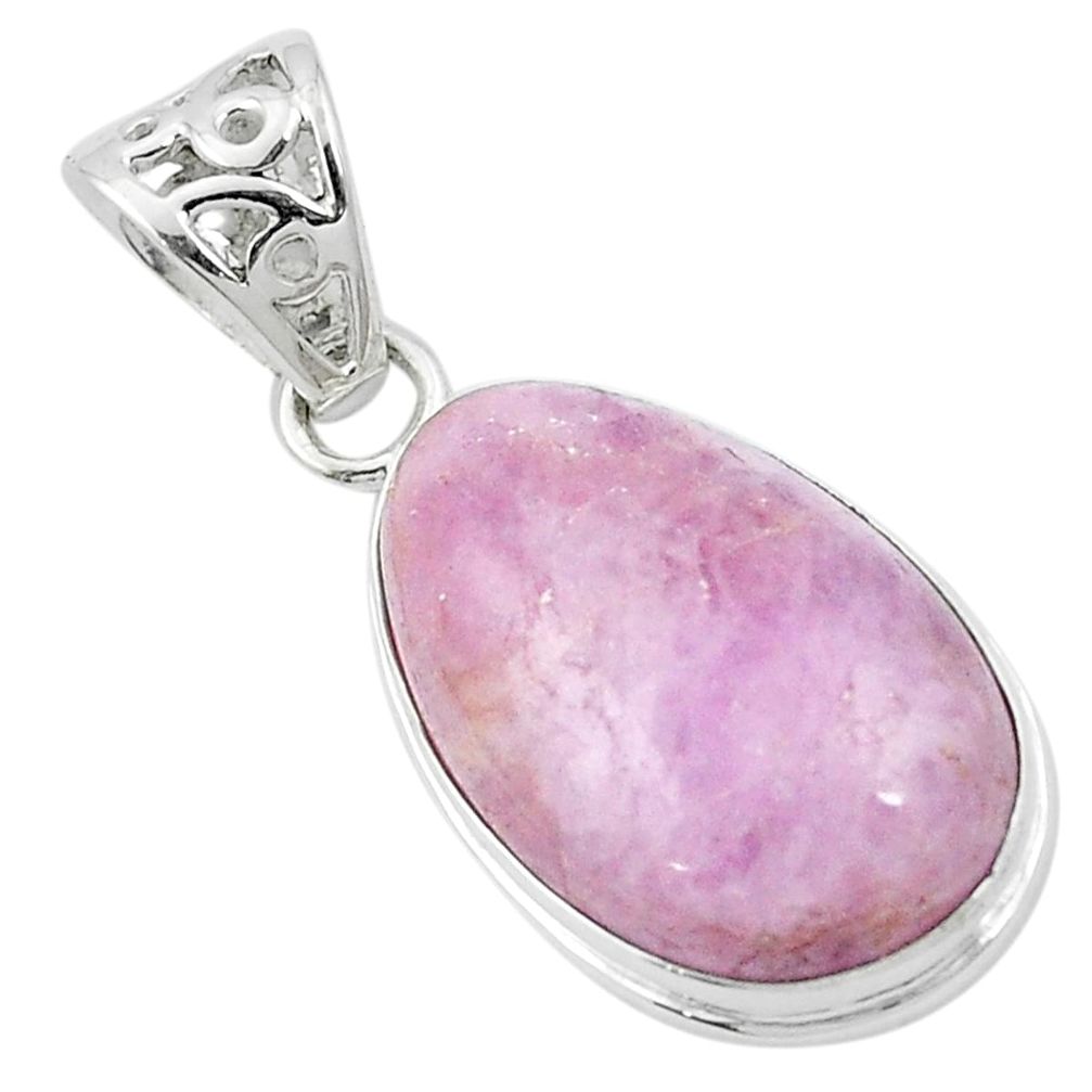 925 sterling silver natural pink kunzite oval pendant jewelry m49044