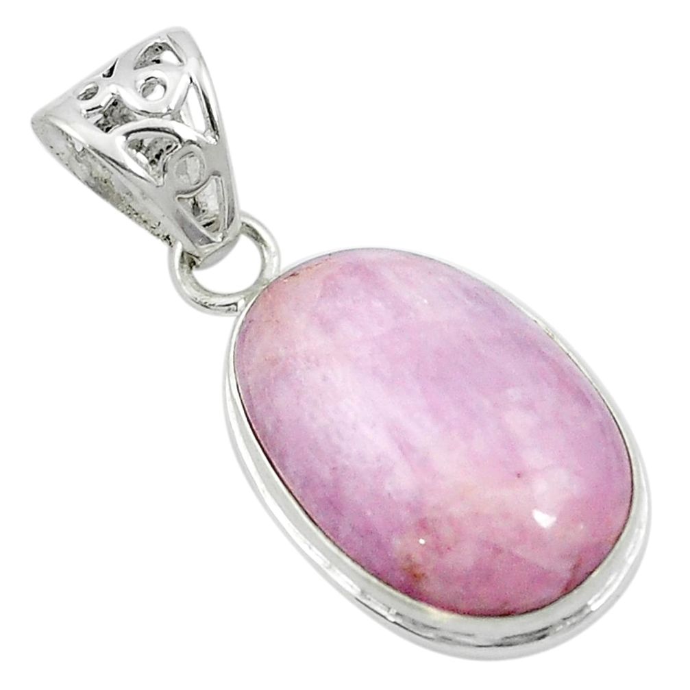 Natural pink kunzite 925 sterling silver pendant jewelry m49045