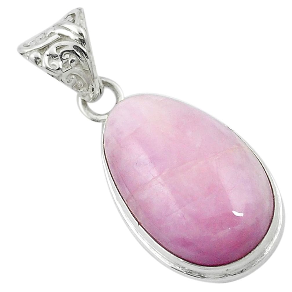 Natural pink kunzite 925 sterling silver pendant jewelry m49048