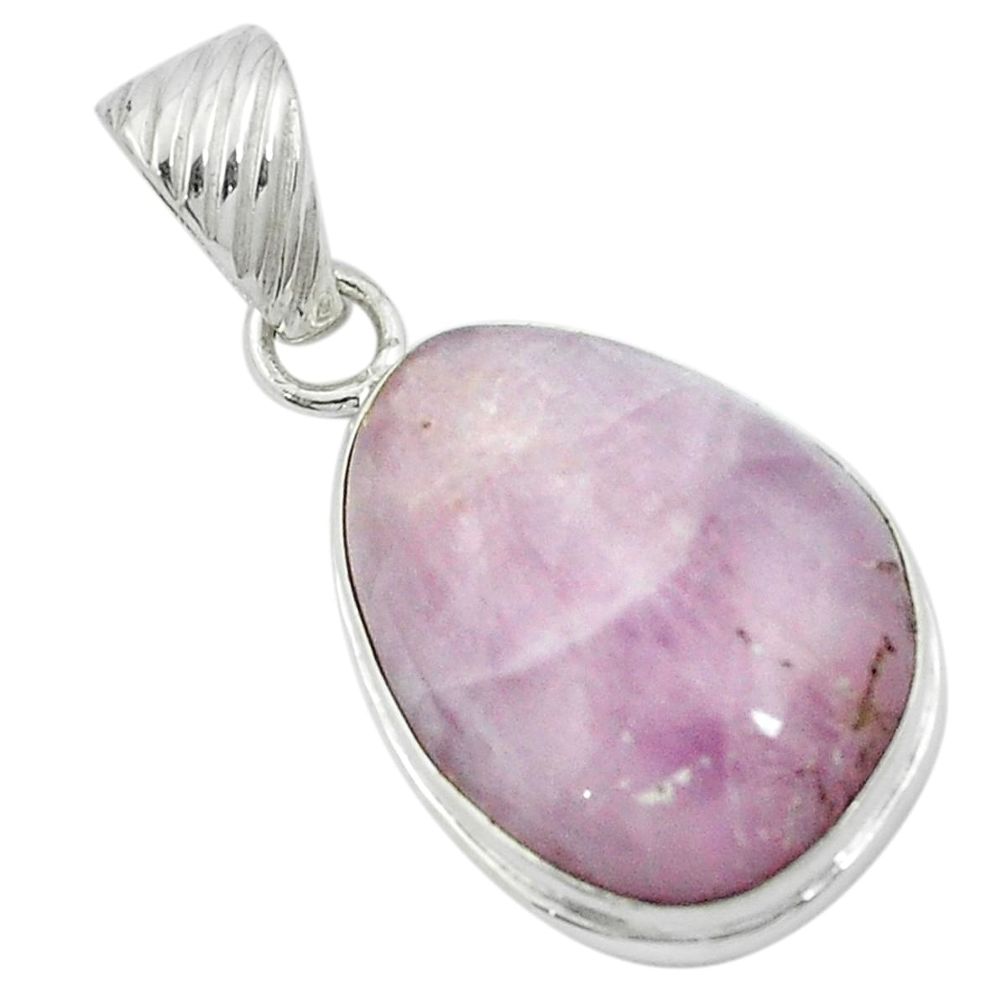 Natural pink kunzite 925 sterling silver pendant jewelry m49054