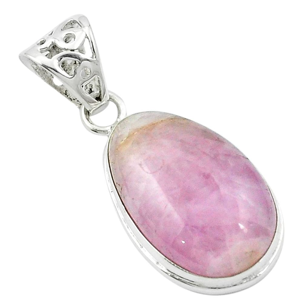 Natural pink kunzite 925 sterling silver pendant jewelry m49055