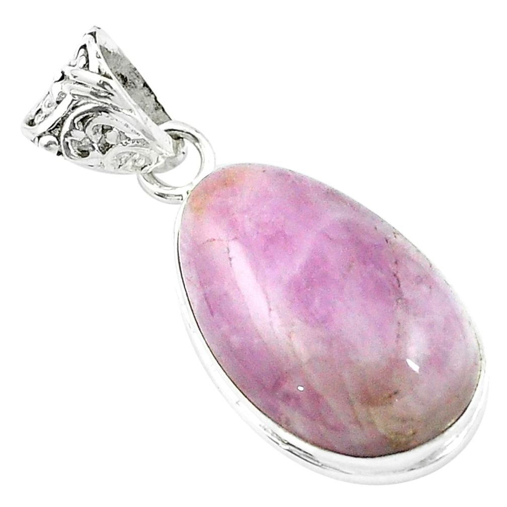 Natural pink kunzite 925 sterling silver pendant jewelry m49059