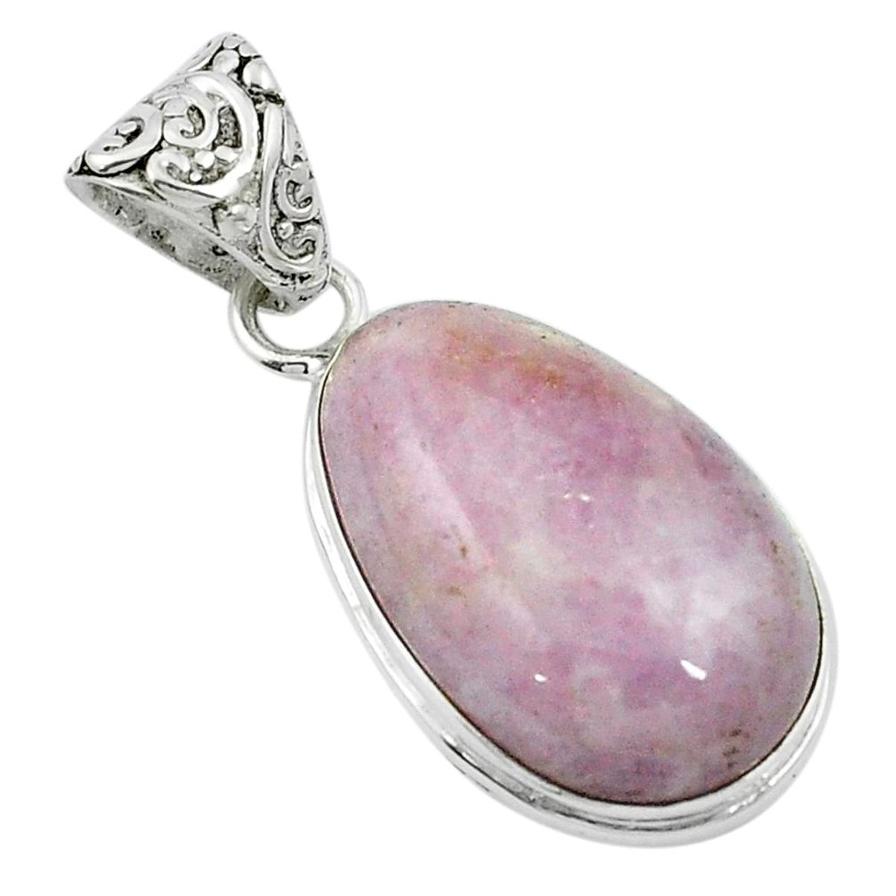 925 sterling silver natural pink kunzite fancy pendant jewelry m49060