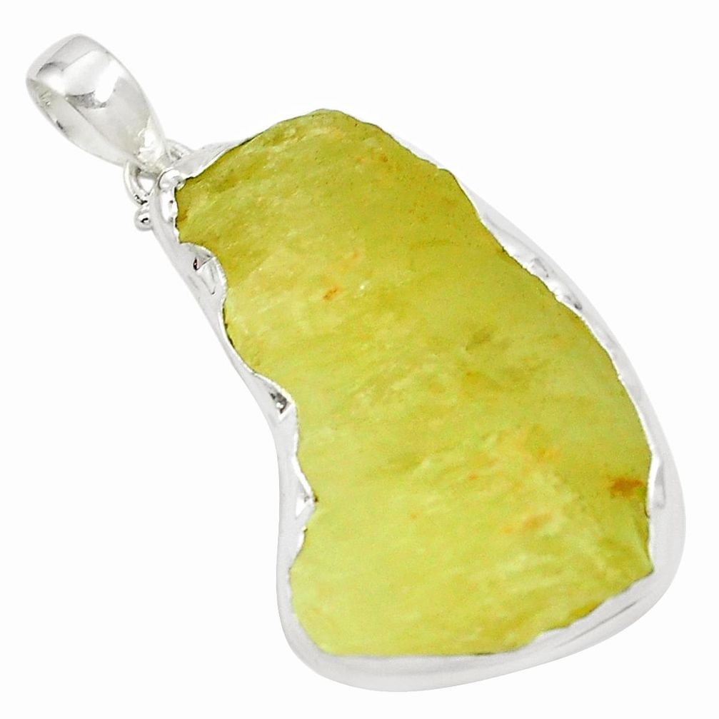 Natural Libyan Desert Glass (Gold Tektite) 925 sterling silver pendant m49103