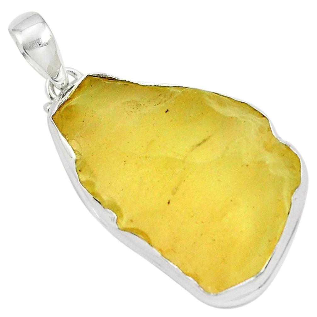 Natural Libyan Desert Glass (Gold Tektite) 925 sterling silver pendant m49107