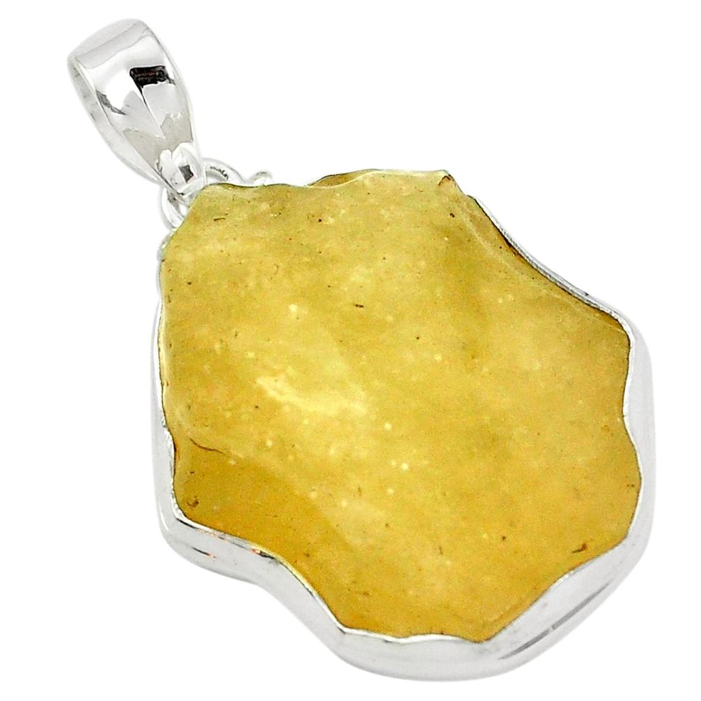 925 sterling silver natural Libyan Desert Glass (Gold Tektite) pendant jewelry m49108