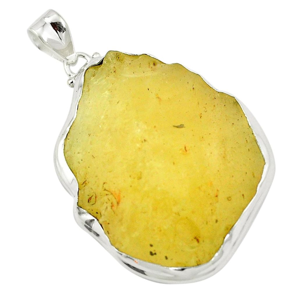 Natural Libyan Desert Glass (Gold Tektite) 925 sterling silver pendant m49110