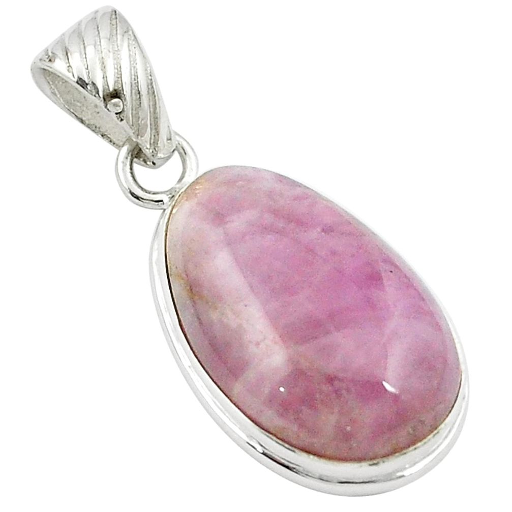 18.15cts natural pink kunzite 925 sterling silver pendant jewelry m49207