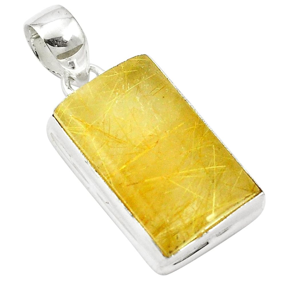 26.54cts natural golden tourmaline rutile 925 sterling silver pendant m49238