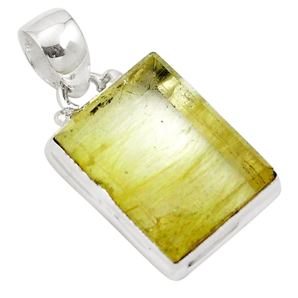 18.12cts natural golden tourmaline rutile 925 sterling silver pendant m49239