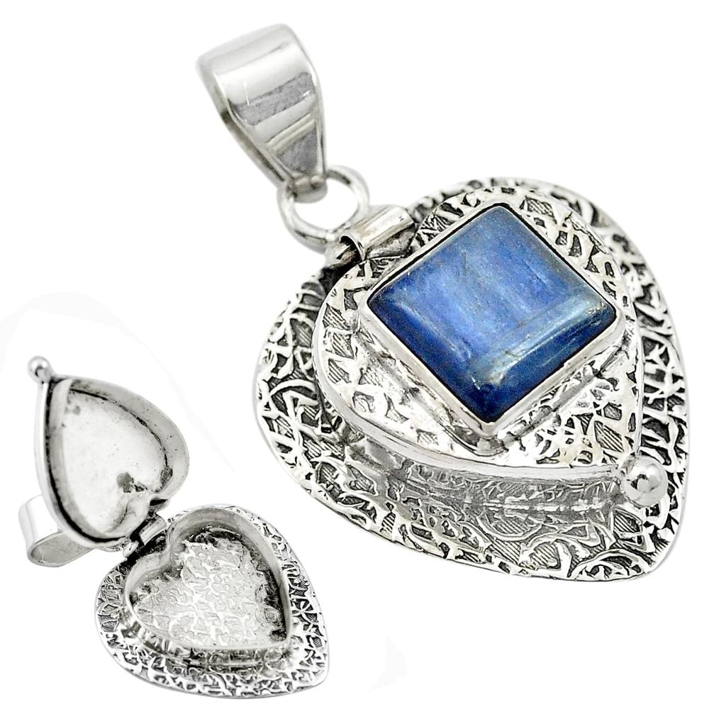 925 sterling silver natural blue kyanite poison box pendant jewelry m49754