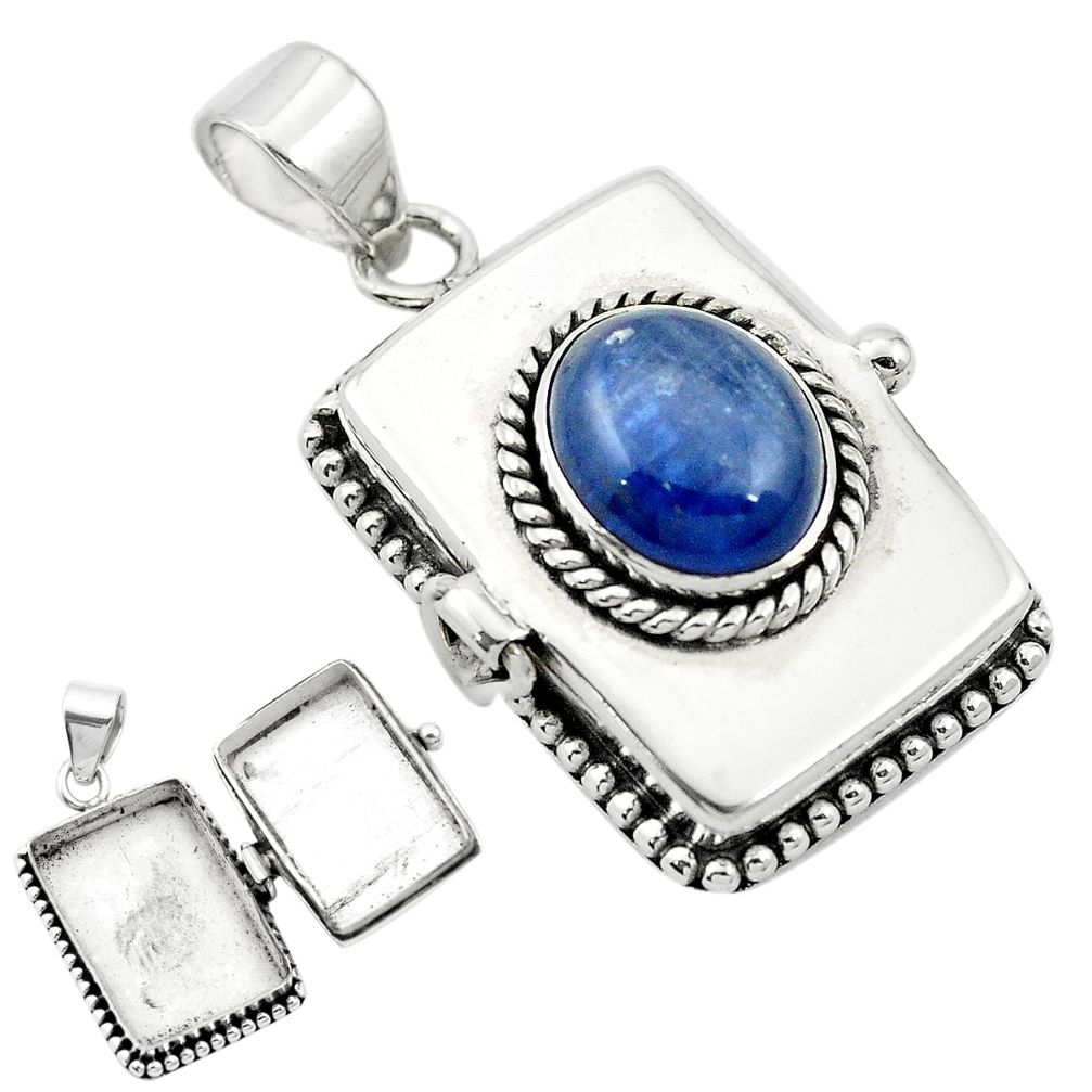 925 sterling silver natural blue kyanite poison box pendant jewelry m49756