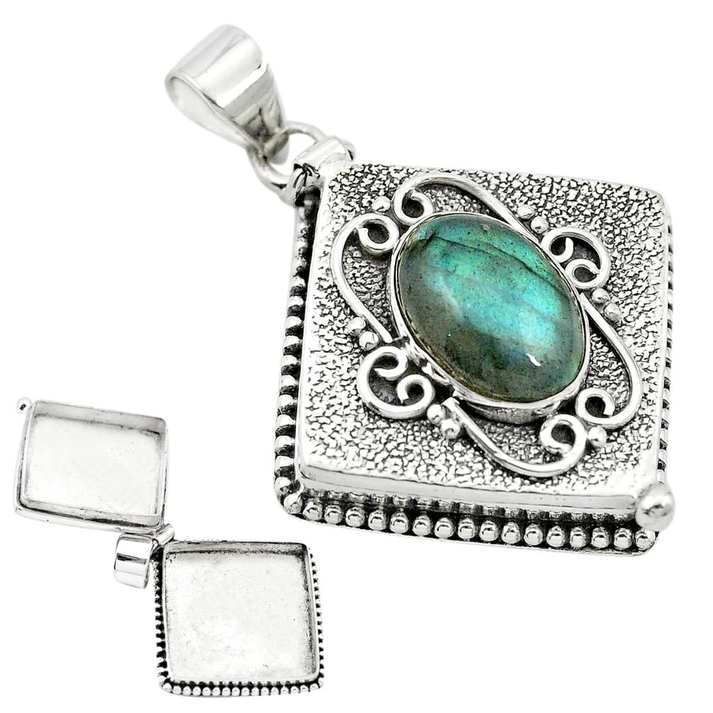 925 sterling silver natural blue labradorite poison box pendant jewelry m49820