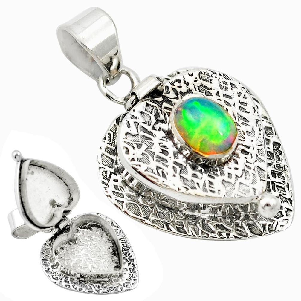 Natural multi color ethiopian opal 925 sterling silver pendant m49881