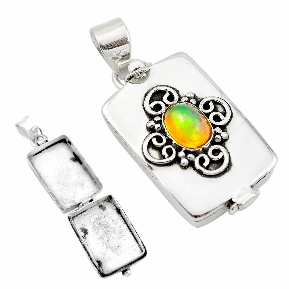 Natural multi color ethiopian opal 925 sterling silver pendant m49882