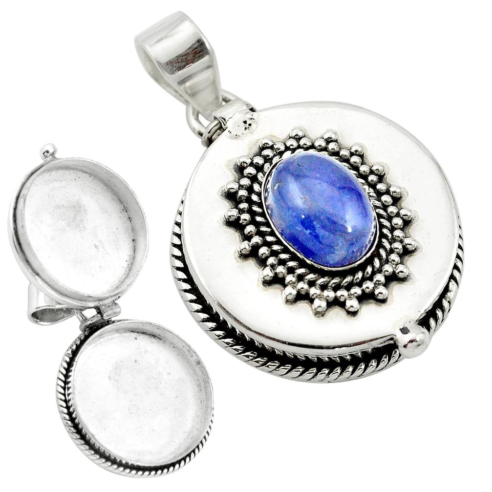 4.73cts natural blue tanzanite 925 sterling silver poison box pendant m49908