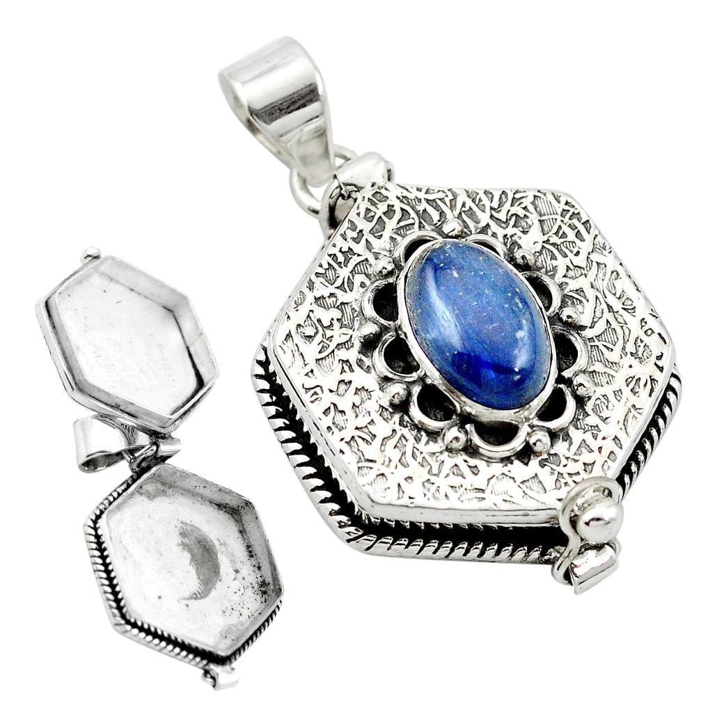 4.65cts natural blue kyanite 925 sterling silver poison box pendant m49913