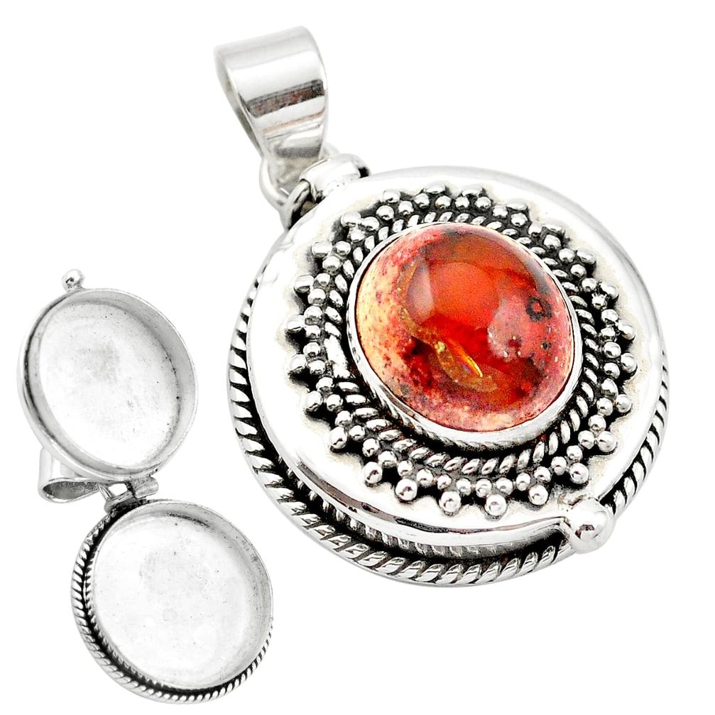 925 silver natural multi color mexican fire opal poison box pendant m49933