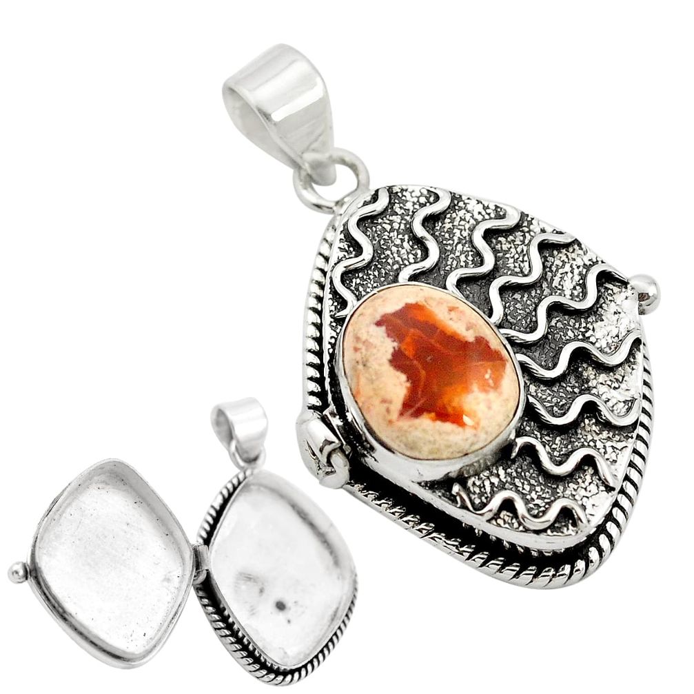 Natural multi color mexican fire opal 925 silver poison box pendant m49934