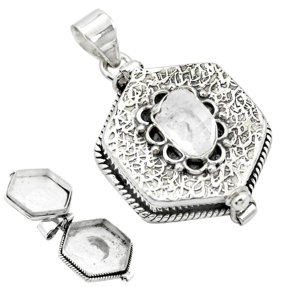 925 silver natural white herkimer diamond poison box pendant jewelry m50000