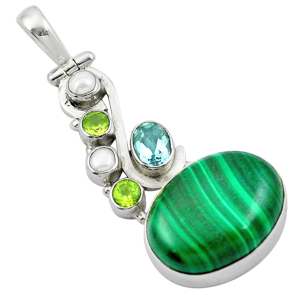 925 silver natural green malachite (pilot's stone) pendant jewelry m50033