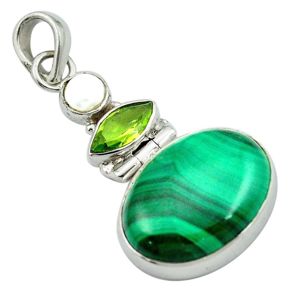 925 silver natural green malachite (pilot's stone) pendant jewelry m50056