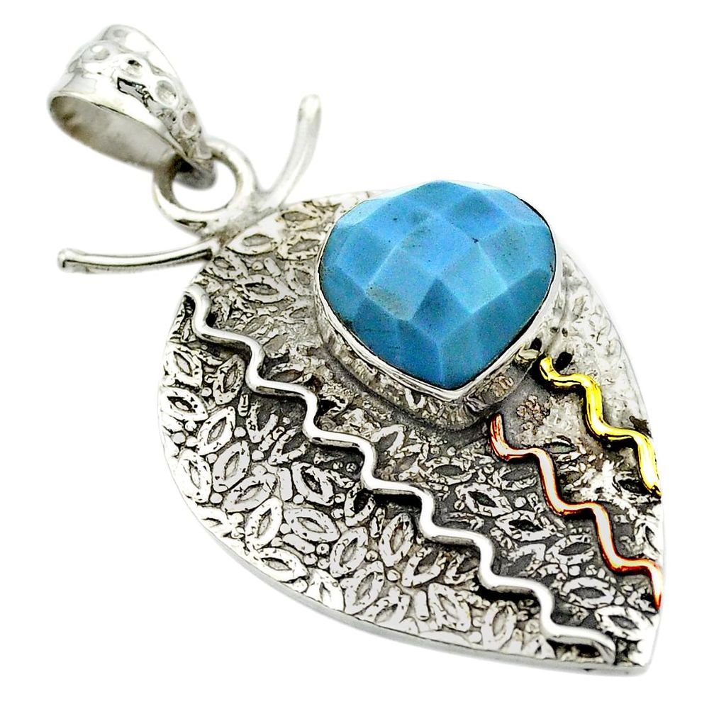 925 silver victorian natural blue owyhee opal two tone pendant m50220