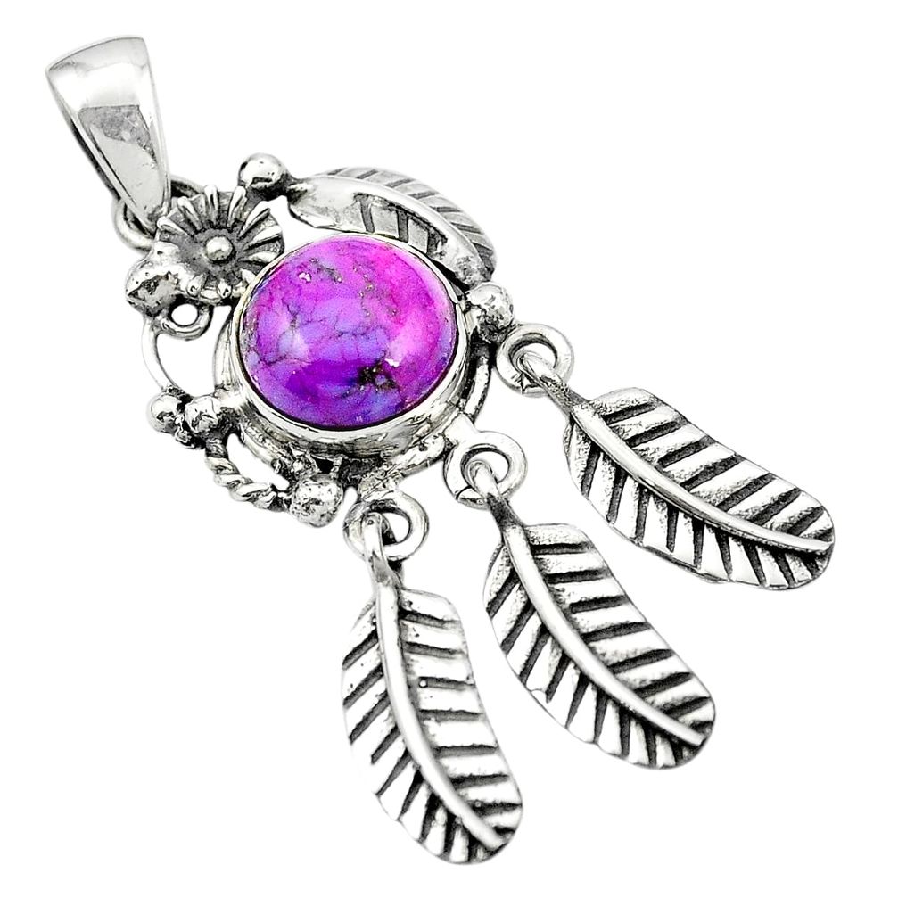 Purple copper turquoise 925 sterling silver pendant jewelry m50290