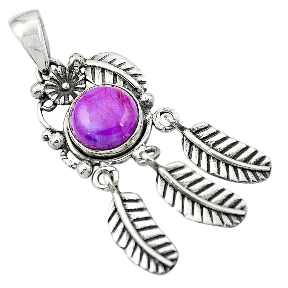 Purple copper turquoise 925 sterling silver pendant jewelry m50291