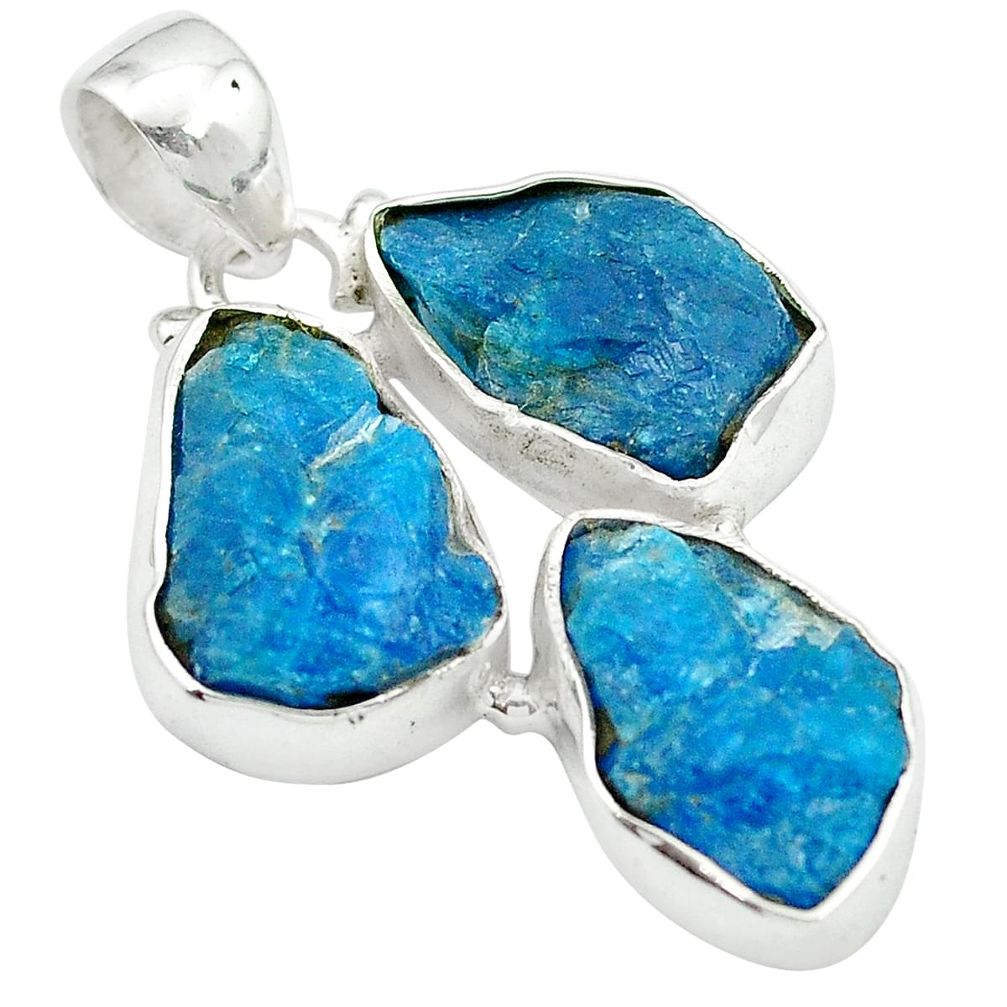 925 sterling silver blue apatite rough fancy shape pendant jewelry m50336