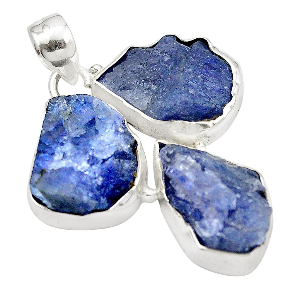 Natural blue tanzanite rough 925 sterling silver pendant jewelry m50343