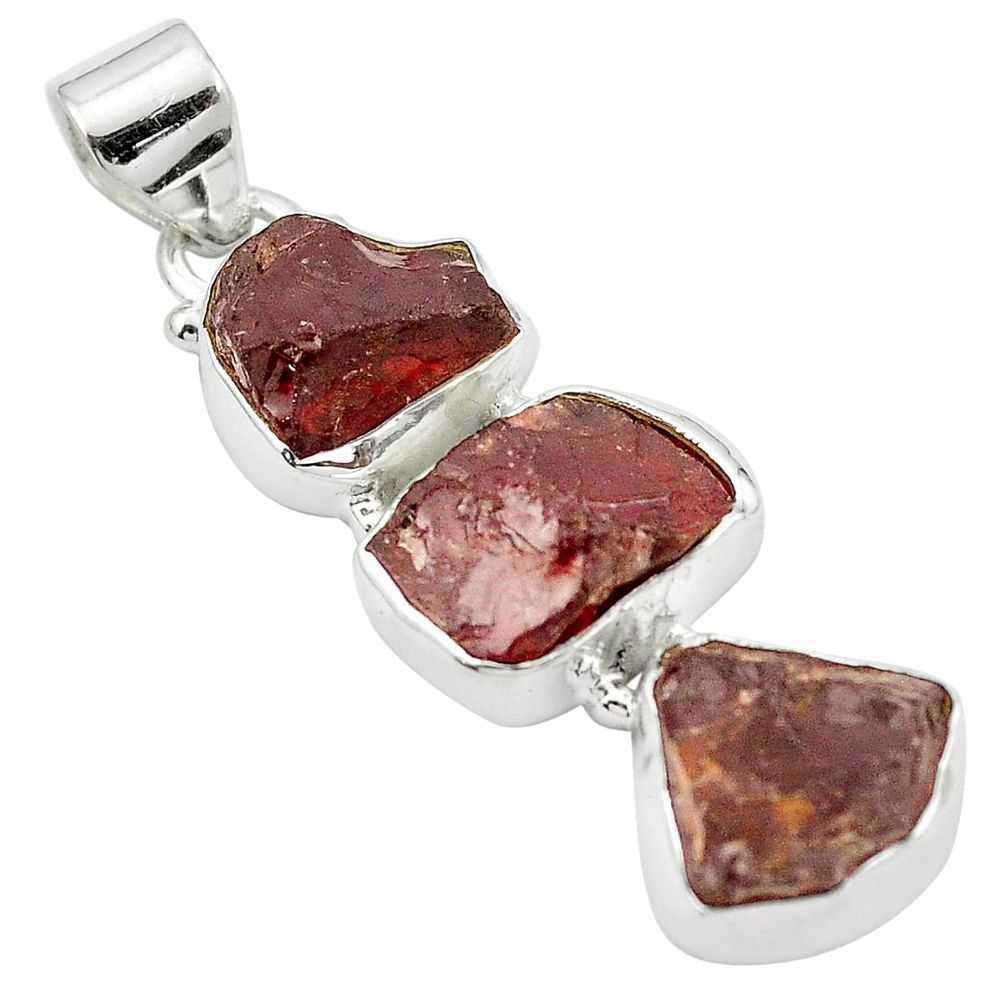 925 sterling silver natural red garnet rough pendant jewelry m50344