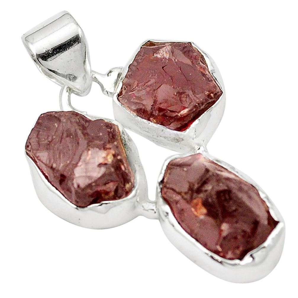 Natural red garnet rough 925 sterling silver pendant jewelry m50346