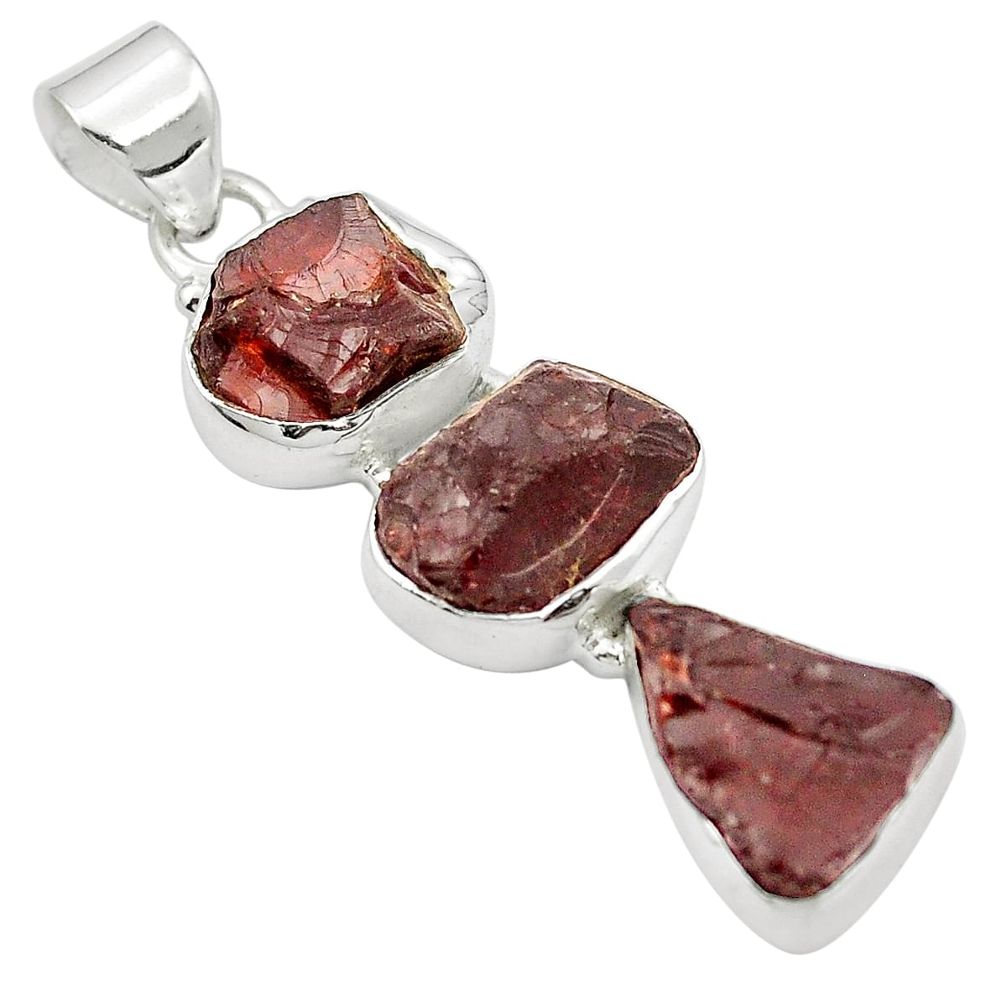 Natural red garnet rough 925 sterling silver pendant jewelry m50347