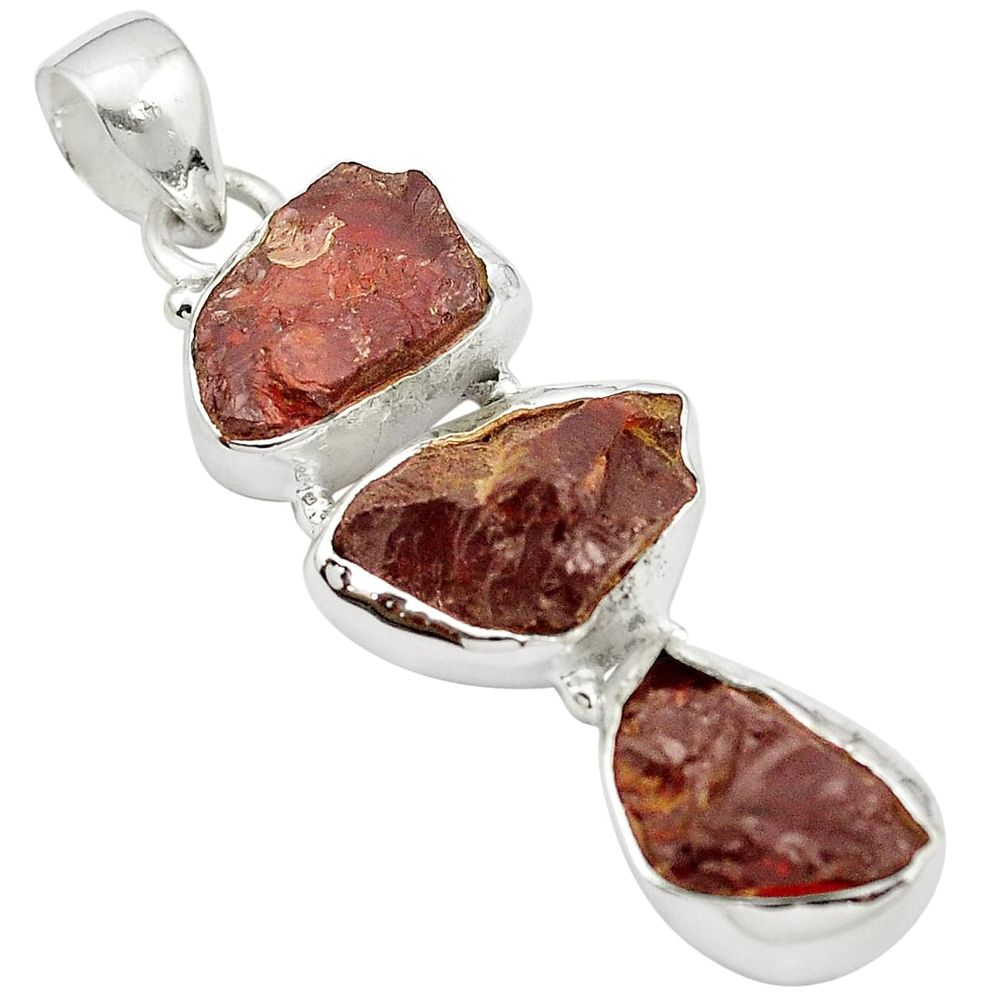 Natural red garnet rough 925 sterling silver pendant jewelry m50349