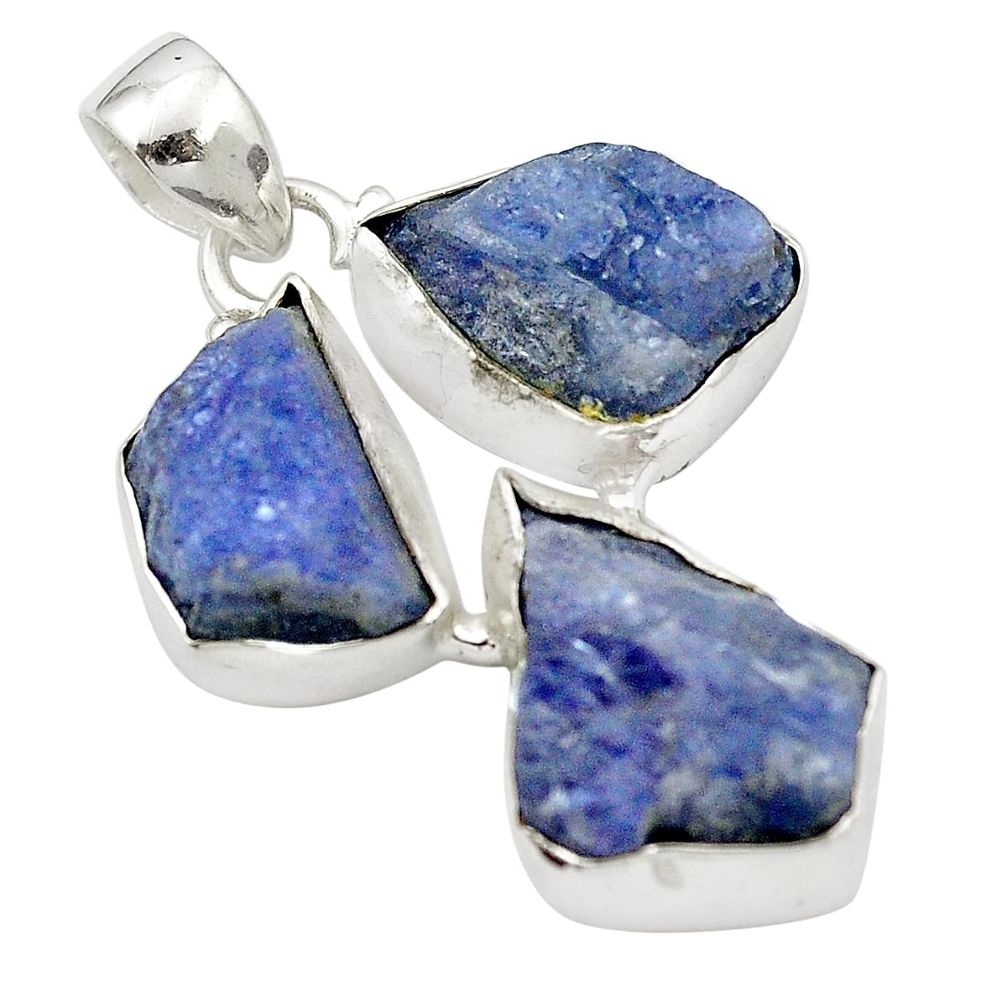 Natural blue tanzanite rough 925 sterling silver pendant jewelry m50355