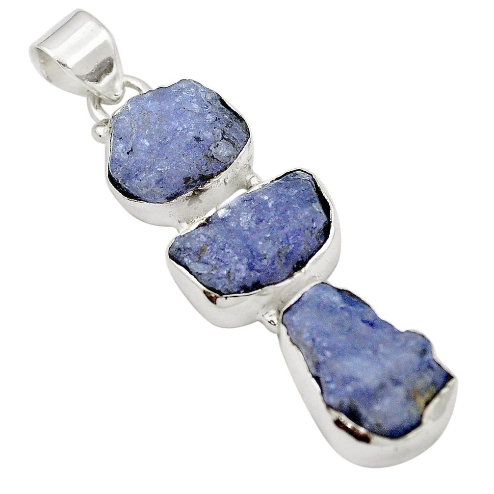 Natural blue tanzanite rough 925 sterling silver pendant jewelry m50356
