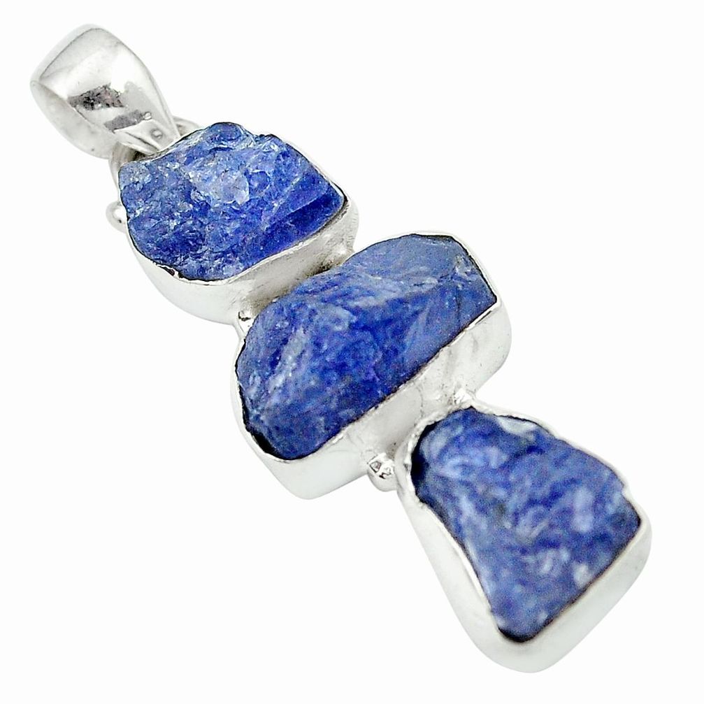 925 sterling silver natural blue tanzanite rough pendant jewelry m50357