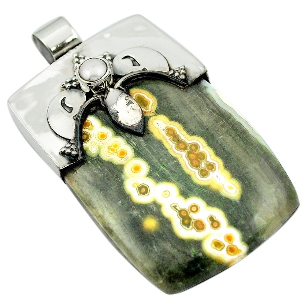 64.71cts natural multicolor ocean sea jasper 925 silver pendant m50429