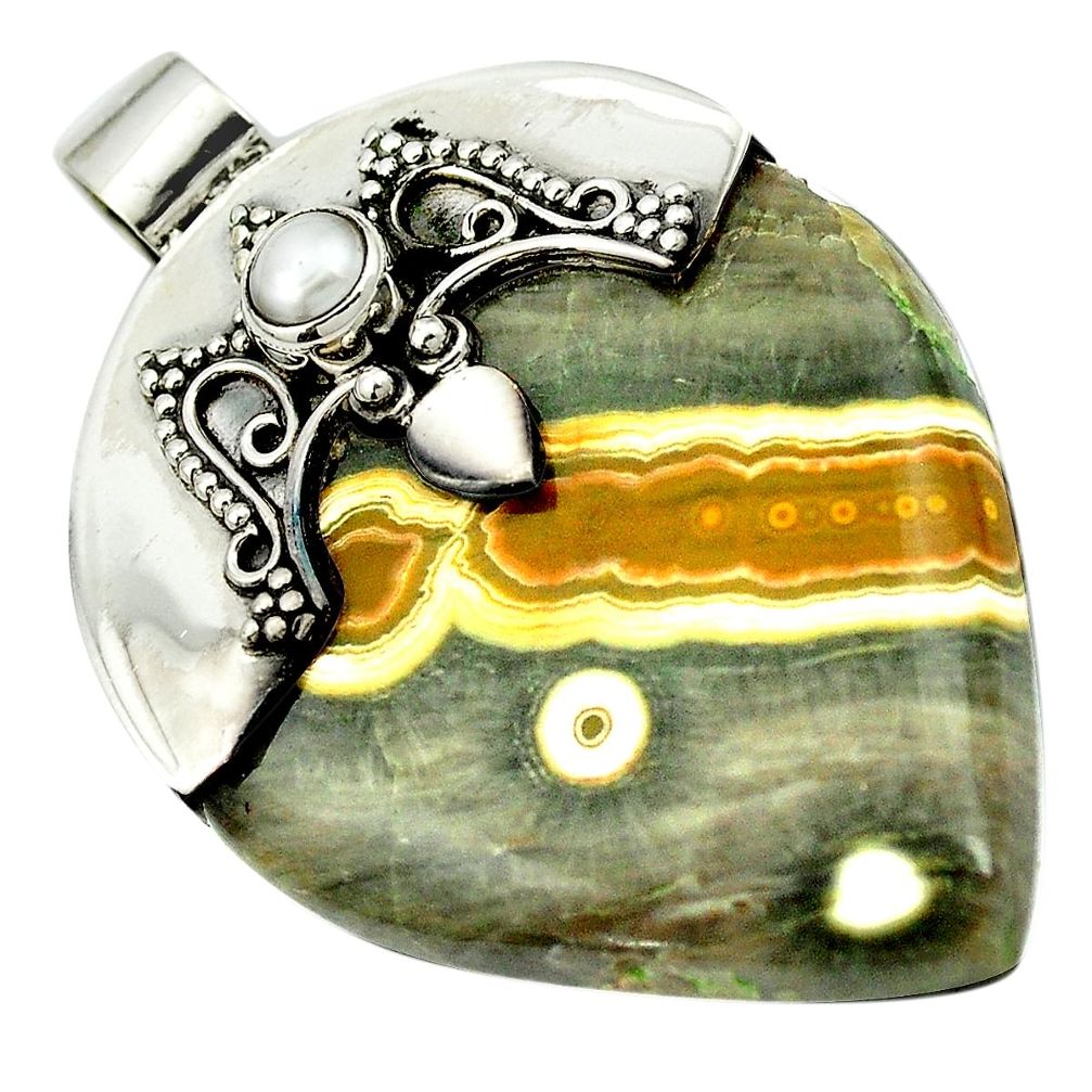 47.18cts natural multicolor ocean sea jasper 925 silver pendant m50437